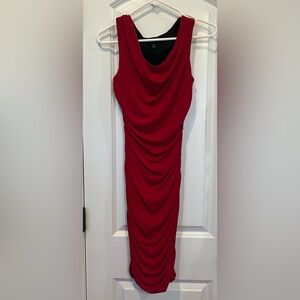 Red rushed fitted cocktail dress size small